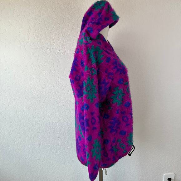 Vintage 90s Retro Animal Print Pullover Sweatshirt Hoodie size Large Purple - Picture 3 of 10